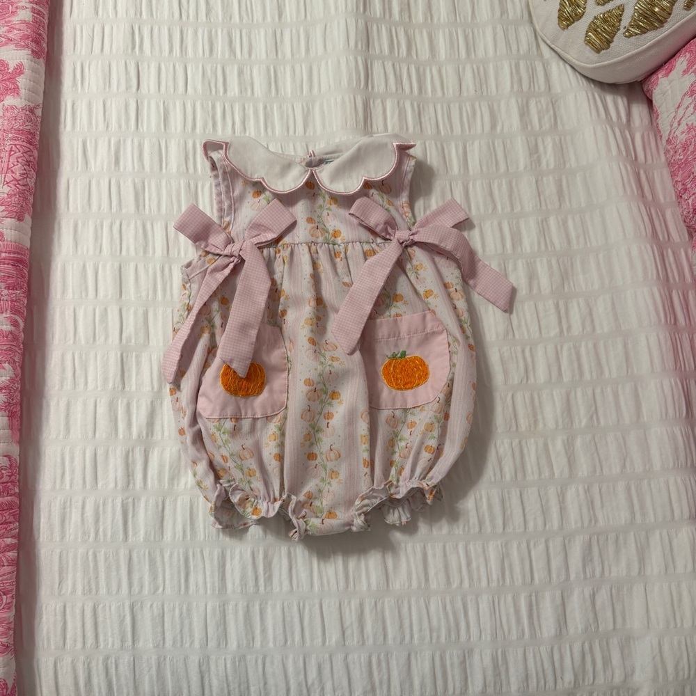 Pink Pumpkin Patterned Baby Smock